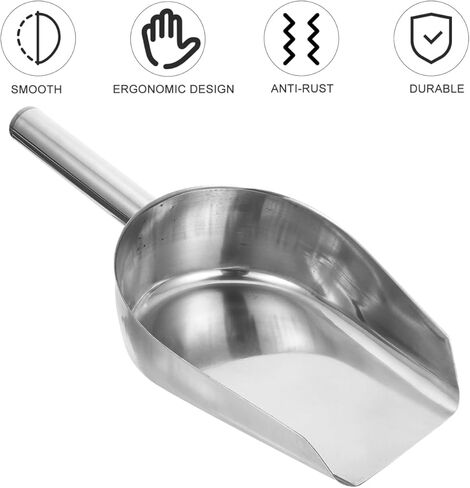 Yardwe Multi-Purpose Ice Scoop 11.02In with Ergonomic Handle Stainless Steel Food Flour Grain Shovel for Kitchen Bar and Restaurant Use in Saudi Arabia