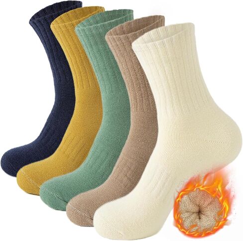 MOSOTECH 5 Pairs Wool Hiking Socks for Women Warm Winter Thermal Thick Cushioned Cozy Boot Work Soft Ladies Socks, Size 5-10 in Saudi Arabia
