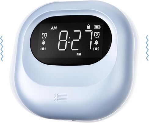 Mesqool Vibrating Alarm Clock for Heavy Sleepers, Battery Operated Rechargeable Bed Shaker Under Pillow, Weekday/Weekend Dual Alarms, Wireless, Cordless, Travel Digital Clock in Kuwait