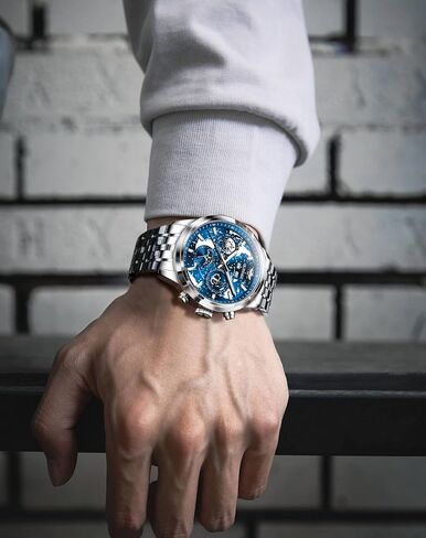 ساعات OUPINKE للرجال هيكل عظمي أوتوماتيكية ذاتية اللف أصلية ميكانيكية ذهبية فاخرة من الياقوت والكريستال فستان هدايا ساعات المعصم in Kuwait