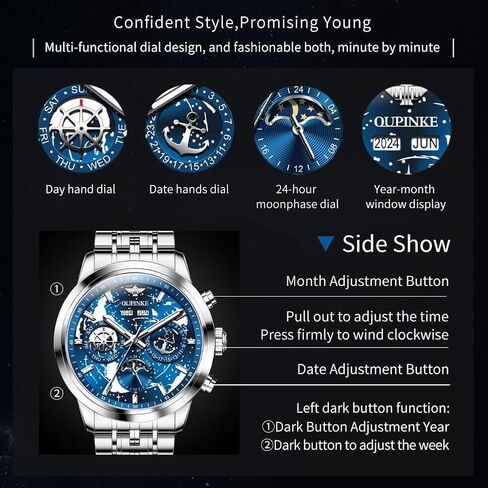 ساعات OUPINKE للرجال هيكل عظمي أوتوماتيكية ذاتية اللف أصلية ميكانيكية ذهبية فاخرة من الياقوت والكريستال فستان هدايا ساعات المعصم in Kuwait