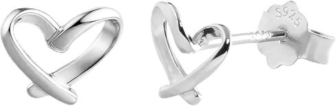 Solid 925 Sterling Silver Love Heart Stud Earrings Hypoallergenic Flatback for Women Valentine Gift Party Jewelry in Saudi Arabia