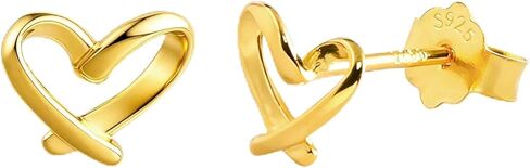Solid 925 Sterling Silver Love Heart Stud Earrings Hypoallergenic Flatback for Women Valentine Gift Party Jewelry in Saudi Arabia