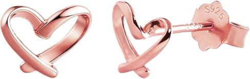 Solid 925 Sterling Silver Love Heart Stud Earrings Hypoallergenic Flatback for Women Valentine Gift Party Jewelry in Saudi Arabia