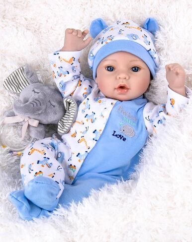 دمية طفل حديث الولادة من Aori Reborn Baby - دمية طفل حديث الولادة مقاس 18 بوصة مع مجموعة تغذية زرقاء وشهادة ميلاد - جسم مرجح نابض بالحياة للعب الأدوار، هدية للأطفال من سن 3 سنوات فما فوق in Kuwait