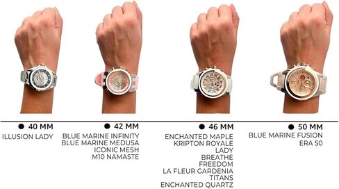 ساعات MULCO للنساء، Lady Ilusion، هيكل من الفولاذ المقاوم للصدأ مع سوار معصم من السيليكون، حركة كوارتز متعددة الوظائف، شاشة عرض تناظرية كبيرة للوجه مع أم اللؤلؤ والذهب الوردي - مقاومة للماء حتى 100 متر in Kuwait