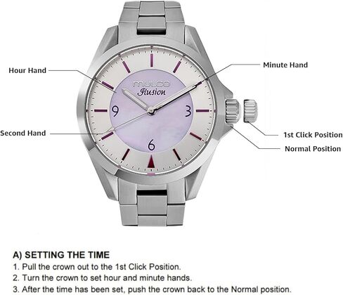 ساعات MULCO للنساء، Lady Ilusion، هيكل من الفولاذ المقاوم للصدأ مع سوار معصم من السيليكون، حركة كوارتز متعددة الوظائف، شاشة عرض تناظرية كبيرة للوجه مع أم اللؤلؤ والذهب الوردي - مقاومة للماء حتى 100 متر in Kuwait