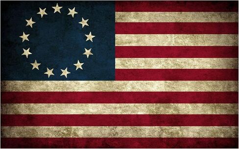 Aged Look Betsy Ross Colonial United States Flag Grunge Sticker 5x3 Inch Decal in Saudi Arabia