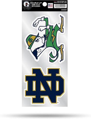 Rico Industries NCAA Notre Dame Fighting Irish 4" x 9" Double Up Die-Cut Sticker in Saudi Arabia