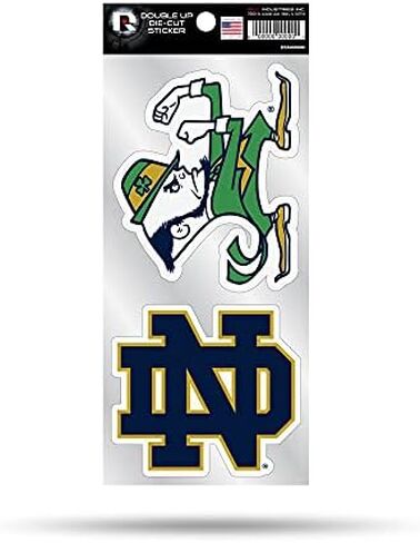 Rico Industries NCAA Notre Dame Fighting Irish 4" x 9" Double Up Die-Cut Sticker in Saudi Arabia