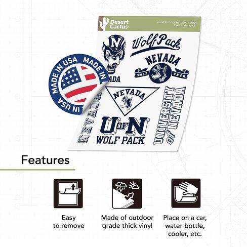 Desert Cactus University of Nevada Reno Sticker UNR Wolf Pack Vinyl Decals Laptop Water Bottle Car Type 2 (T2 Vintage 1) in Saudi Arabia