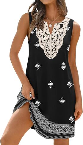 Disamer Women's Summer Dresses 2026 Vacation Sleeveless Sundresses Swimsuit Coverup Sun Dress Spring Lace Striped Beach Dress in Saudi Arabia