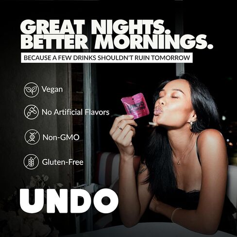 UNDO Gummies® Pre-Alcohol Gummies with DHM, Milk Thistle & Electrolytes | Scientifically-Backed Pre-Drink Supplement That Supports Liver Health & Hydration | Take While Drinking & Wake Up Feeling Great | 15 Servings in Saudi Arabia