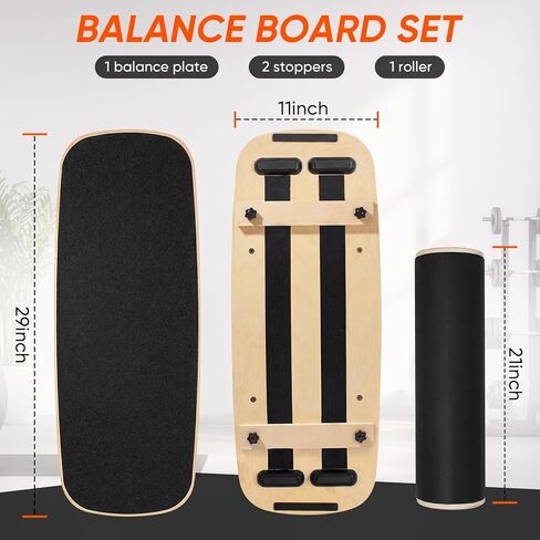 Balance Board with Adjustable Stoppers, Surf Balance Trainer for Adults, Wooden Balance Board for Core Strength & Balance Control, Skateboard Snowboard Training Equipment in Saudi Arabia