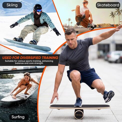 Balance Board with Adjustable Stoppers, Surf Balance Trainer for Adults, Wooden Balance Board for Core Strength & Balance Control, Skateboard Snowboard Training Equipment in Saudi Arabia