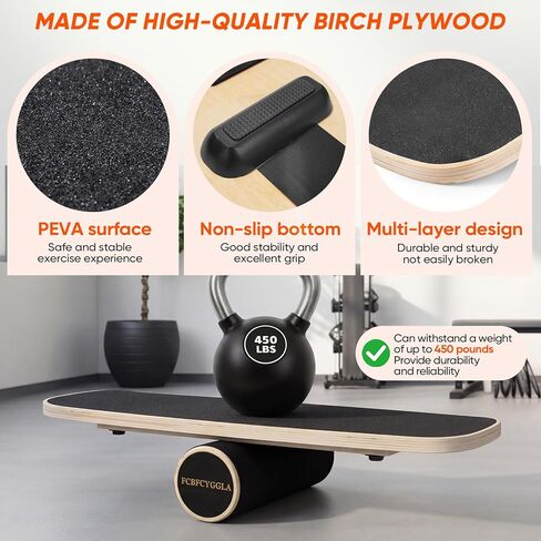 Balance Board with Adjustable Stoppers, Surf Balance Trainer for Adults, Wooden Balance Board for Core Strength & Balance Control, Skateboard Snowboard Training Equipment in Saudi Arabia