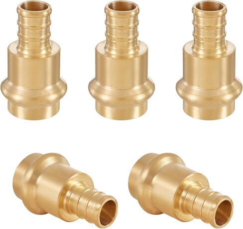 (Pack of 5) Seelink 1/2"Copper Press x 1/2"Pex Crimp Coupling Adapter, Brass Construction Fittings for Copper and Pex Pipe Connection(PEX1807344-5Pack) in Saudi Arabia