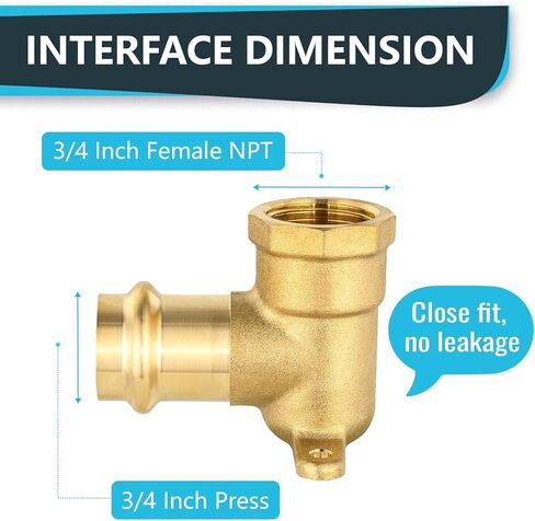(عبوة من 2) Seelink 3/4" مكبس نحاسي X 3/4" أنثى NPT قطرة الأذن تركيب الكوع، تركيب نحاسي لأنبوب النحاس in Saudi Arabia