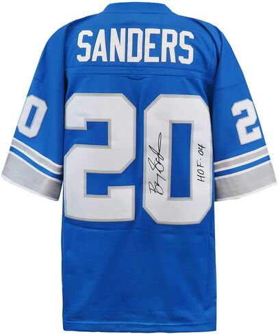 وقع باري ساندرز على ديترويت بلو 1996 إرتداد M&N N.F.L Legacy Football Jersey w/HOF'04 - شوارتز مصادق عليه in Saudi Arabia