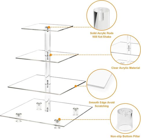 حامل كب كيك، حامل كب كيك من 4 طبقات لـ 50 كب كيك، برج كب كيك مربع الطبقات، حامل كب كيك من الأكريليك الشفاف، حوامل حلوى للحفلات، الزفاف، أعياد الميلاد، استحمام الطفل، الهالوين in Kuwait
