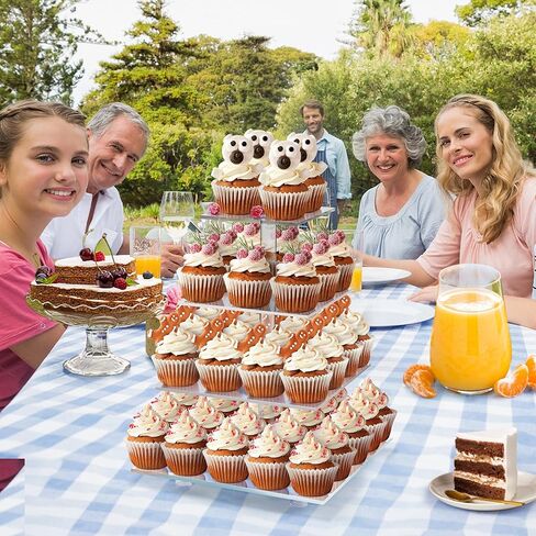 حامل كب كيك، حامل كب كيك من 4 طبقات لـ 50 كب كيك، برج كب كيك مربع الطبقات، حامل كب كيك من الأكريليك الشفاف، حوامل حلوى للحفلات، الزفاف، أعياد الميلاد، استحمام الطفل، الهالوين in Kuwait