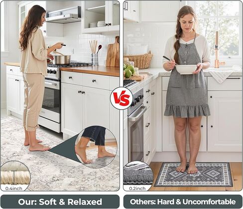 تقول الجدة بوهو مجموعات سجاد المطبخ من 3، سجادات مطبخ من الصوف الصناعي غير قابلة للانزلاق وقابلة للغسل للأرضية، سميكة ناعمة ومضادة للتعب، سجادة وقوف مريحة لغرفة الغسيل في الردهة، بيج in Kuwait