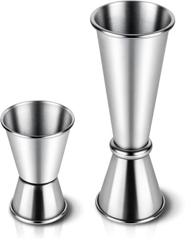 مجموعة جيجر كوكتيل مكونة من قطعتين، جيجر ياباني فاخر من الفولاذ المقاوم للصدأ 304 للسقاية، أدوات جيجر احترافية مزدوجة الجوانب (0.5 أونصة/1 أونصة + 1 أونصة/2 أونصة) in Kuwait