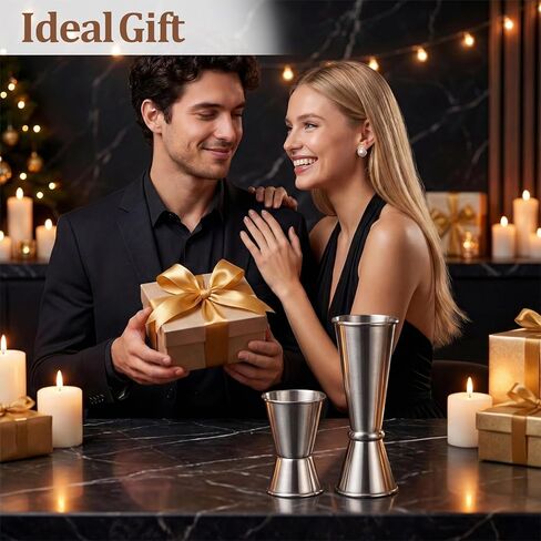 مجموعة جيجر كوكتيل مكونة من قطعتين، جيجر ياباني فاخر من الفولاذ المقاوم للصدأ 304 للسقاية، أدوات جيجر احترافية مزدوجة الجوانب (0.5 أونصة/1 أونصة + 1 أونصة/2 أونصة) in Kuwait