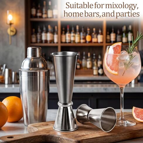 مجموعة جيجر كوكتيل مكونة من قطعتين، جيجر ياباني فاخر من الفولاذ المقاوم للصدأ 304 للسقاية، أدوات جيجر احترافية مزدوجة الجوانب (0.5 أونصة/1 أونصة + 1 أونصة/2 أونصة) in Kuwait