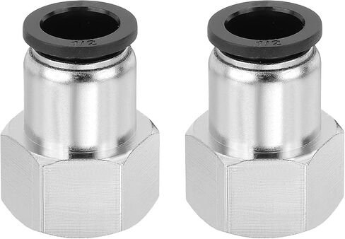 MECCANIXITY 2 Pcs Push to Connect Fittings, 1/2" NPT Female x 1/2" Tube OD Female Thread Straight Air Tube Quick Connect Air Lines Fittings for Pneumatic Equipment, Black in Saudi Arabia