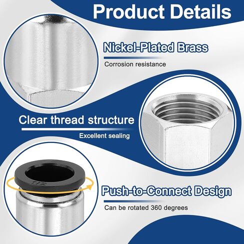 MECCANIXITY 2 Pcs Push to Connect Fittings, 1/2" NPT Female x 1/2" Tube OD Female Thread Straight Air Tube Quick Connect Air Lines Fittings for Pneumatic Equipment, Black in Saudi Arabia