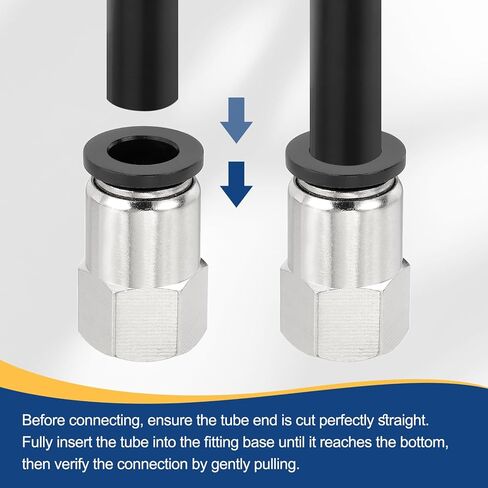 MECCANIXITY 2 Pcs Push to Connect Fittings, 1/2" NPT Female x 1/2" Tube OD Female Thread Straight Air Tube Quick Connect Air Lines Fittings for Pneumatic Equipment, Black in Saudi Arabia