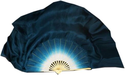Belly Dance Fans White Dark Blue Gradient Silk Veil Traditinal Hand Dye Dance Fan Pairs Two Layer Machine Rolled Adults 20 Inches(Red) in Saudi Arabia
