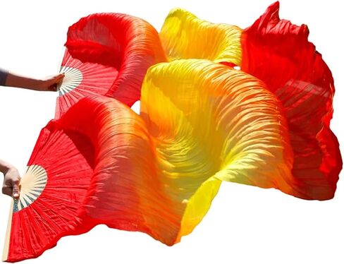 Belly Dance Fans Belly Dance Silk Veil Fans 1 Pair Silk Wholesale Classic Size Ribs Silk Fans Dance Performance Props Customized(61,180x90cm) in Saudi Arabia