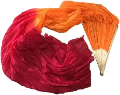 Belly Dance Fans Long Fan Veil Women Bellydance Silk Fan Veil Pairs Professional Dance Silk Veil Adults(3,120X90CM) in Saudi Arabia