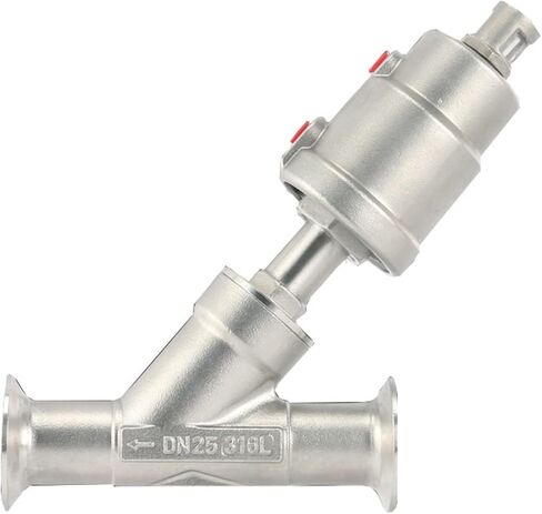 صمام مقعد زاوية هوائي سريع التركيب DN25 16 بار 304 من الفولاذ المقاوم للصدأ صمام مقعد زاوية PTFE مانع للتسرب (مغلق عادةً، مزدوج الفعل) in Saudi Arabia