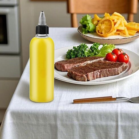 HAKZEON 50 Pack 5oz Plastic Squeezing Bottles, 150ml Squeeze Bottles with Twist Top Cap, Clear Empty Dispenser Bottle and Funnels for Sauce, Oil, Crafts, Kitchen, Household in Saudi Arabia