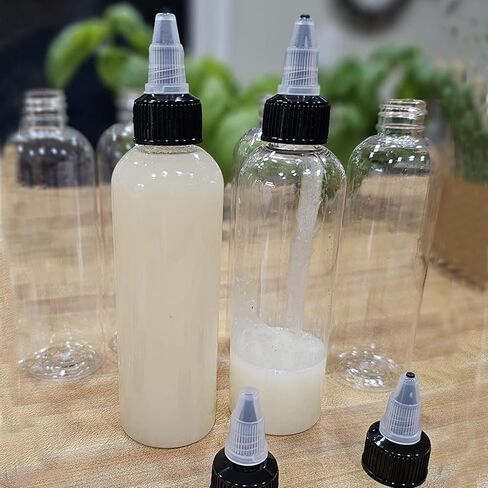 HAKZEON 50 Pack 5oz Plastic Squeezing Bottles, 150ml Squeeze Bottles with Twist Top Cap, Clear Empty Dispenser Bottle and Funnels for Sauce, Oil, Crafts, Kitchen, Household in Saudi Arabia