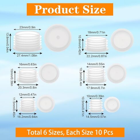 60PCS 6 Size Salt And Pepper Stoppers Plugs Reusable, 10/12/14/16/18/23 mm Stoppers for Salt And Pepper Shakers, Replacement Shaker Plugs for Bottom Home Kitchen in Saudi Arabia