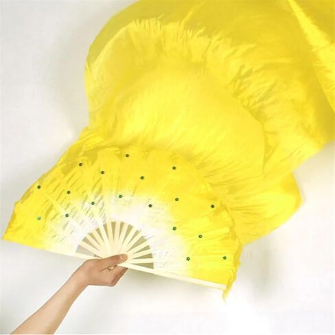 Belly Dance Fans Party Belly Dance Professional Reusable Portable Costume Stage Accessories Colorful Long Veil Silk Fan(Green) in Saudi Arabia