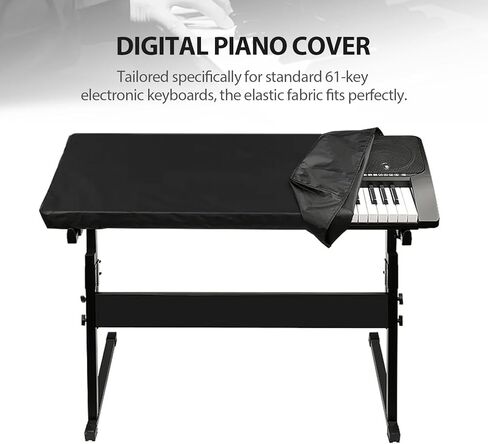 61 Keys Piano Keyboard Dust Cover, Spandex Stretch Fabric with ABS Cord Lock, Universal Dustproof Protector for Electronic Piano with Music Stand in Saudi Arabia