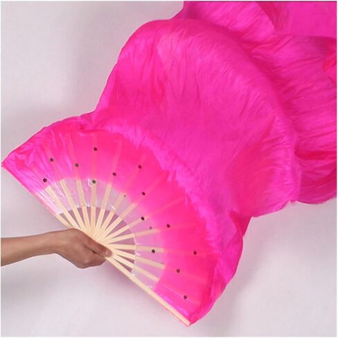 Belly Dance Fans Party Belly Dance Professional Reusable Portable Costume Stage Accessories Colorful Long Veil Silk Fan(Green) in Saudi Arabia