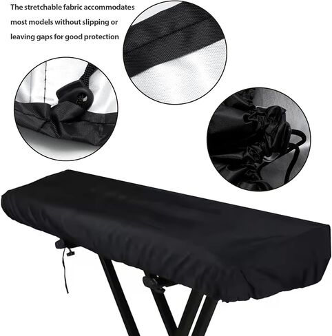 61 Keys Piano Keyboard Dust Cover, Spandex Stretch Fabric with ABS Cord Lock, Universal Dustproof Protector for Electronic Piano with Music Stand in Saudi Arabia