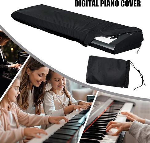 61 Keys Piano Keyboard Dust Cover, Spandex Stretch Fabric with ABS Cord Lock, Universal Dustproof Protector for Electronic Piano with Music Stand in Saudi Arabia
