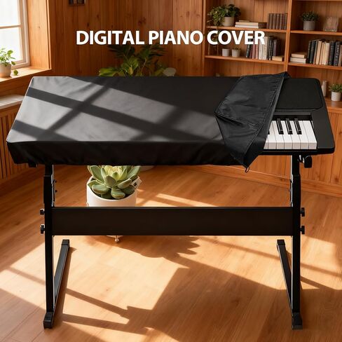 61 Keys Piano Keyboard Dust Cover, Spandex Stretch Fabric with ABS Cord Lock, Universal Dustproof Protector for Electronic Piano with Music Stand in Saudi Arabia