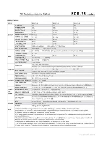 EDR-75-24 76.8W Single Output Industrial DIN Rail EDR-75 24V 3.2A in Kuwait