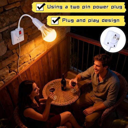 وصلة مقبس E26/E27 مكونة من قطعتين مع مفتاح تشغيل/إيقاف، محول مقبس إضاءة مرن بالكامل بزاوية 360 درجة، لا حاجة إلى أسلاك، جهاز كمبيوتر مثبط للهب، لغرفة النوم، والإضاءة الليلية، والجراج، والخزانة، وكاميرا المصباح in Kuwait