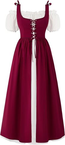 Spooktacular Creations Halloween Renaissance Dress Costume Women, Short Sleeves Medieval Peasant Ren Faire Maxi Dress in Saudi Arabia