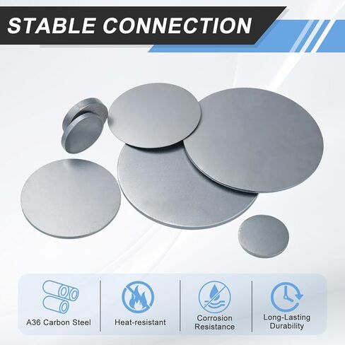 MECCANIXITY 4pcs 1/4"(6mm) x 2" Steel Plate, Black Hot Rolled A36 Steel Sheet Plate Base, Round Weldable Metal Discs for Industrial Construction Structural Support in Saudi Arabia