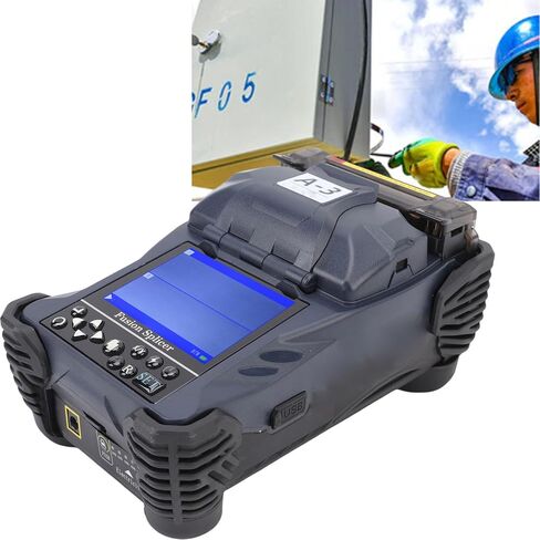 Fafeicy Fiber Optic Splicer Full Automatic High Precision Portable Optical Cable Splicing Heating Machine with Dual Axes Alignment System (US Plug 100 to 240V) in Saudi Arabia